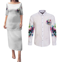 Yes I'm A B But Not Yours Couples Matching Puletasi Dress and Long Sleeve Button Shirt - Wonder Print Shop