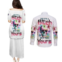 Yes I'm A B But Not Yours Couples Matching Puletasi Dress and Long Sleeve Button Shirt - Wonder Print Shop