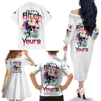 Yes I'm A B But Not Yours Family Matching Off Shoulder Long Sleeve Dress and Hawaiian Shirt - Wonder Print Shop