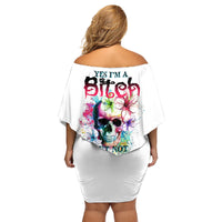 Yes I'm A B But Not Yours Family Matching Off Shoulder Short Dress and Hawaiian Shirt - Wonder Print Shop