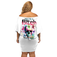 Yes I'm A B But Not Yours Off Shoulder Short Dress - Wonder Print Shop