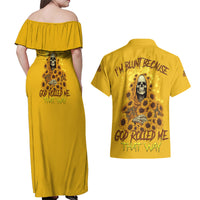 I'm Blunt Because God Rolled Me Sunflower Reaper Couples Matching Off Shoulder Maxi Dress and Hawaiian Shirt - Wonder Print Shop