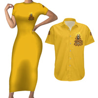 I'm Blunt Because God Rolled Me Sunflower Reaper Couples Matching Short Sleeve Bodycon Dress and Hawaiian Shirt - Wonder Print Shop