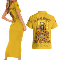 I'm Blunt Because God Rolled Me Sunflower Reaper Couples Matching Short Sleeve Bodycon Dress and Hawaiian Shirt - Wonder Print Shop