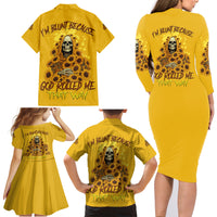 I'm Blunt Because God Rolled Me Sunflower Reaper Family Matching Long Sleeve Bodycon Dress and Hawaiian Shirt - Wonder Print Shop