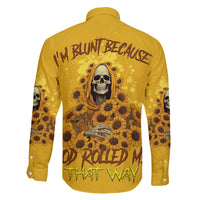 I'm Blunt Because God Rolled Me Sunflower Reaper Family Matching Off Shoulder Long Sleeve Dress and Hawaiian Shirt - Wonder Print Shop