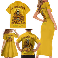 I'm Blunt Because God Rolled Me Sunflower Reaper Family Matching Short Sleeve Bodycon Dress and Hawaiian Shirt - Wonder Print Shop
