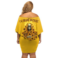 I'm Blunt Because God Rolled Me Sunflower Reaper Off Shoulder Short Dress - Wonder Print Shop