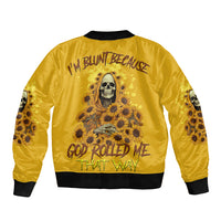 I'm Blunt Because God Rolled Me Sunflower Reaper Sleeve Zip Bomber Jacket - Wonder Print Shop