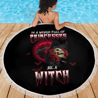 In A World Full Of Princesses Be A Witch Rose Skull Beach Blanket - Wonder Print Shop