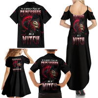In A World Full Of Princesses Be A Witch Rose Skull Family Matching Summer Maxi Dress and Hawaiian Shirt - Wonder Print Shop