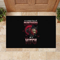 In A World Full Of Princesses Be A Witch Rose Skull Rubber Doormat - Wonder Print Shop