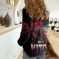 In A World Full Of Princesses Be A Witch Rose Skull Women Casual Shirt - Wonder Print Shop