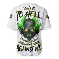 I Can't Go To Hell Fire Eyes Skull Baseball Jersey - Wonder Print Shop