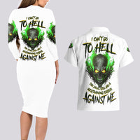 I Can't Go To Hell Fire Eyes Skull Couples Matching Long Sleeve Bodycon Dress and Hawaiian Shirt - Wonder Print Shop