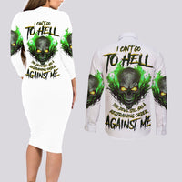 I Can't Go To Hell Fire Eyes Skull Couples Matching Long Sleeve Bodycon Dress and Long Sleeve Button Shirt - Wonder Print Shop