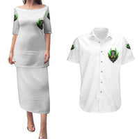 I Can't Go To Hell Fire Eyes Skull Couples Matching Puletasi Dress and Hawaiian Shirt - Wonder Print Shop