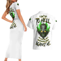 I Can't Go To Hell Fire Eyes Skull Couples Matching Short Sleeve Bodycon Dress and Hawaiian Shirt - Wonder Print Shop