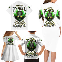 I Can't Go To Hell Fire Eyes Skull Family Matching Long Sleeve Bodycon Dress and Hawaiian Shirt - Wonder Print Shop