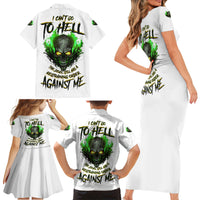 I Can't Go To Hell Fire Eyes Skull Family Matching Short Sleeve Bodycon Dress and Hawaiian Shirt - Wonder Print Shop