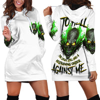 I Can't Go To Hell Fire Eyes Skull Hoodie Dress - Wonder Print Shop