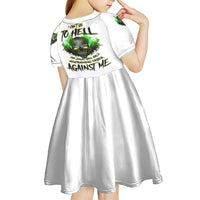 I Can't Go To Hell Fire Eyes Skull Kid Short Sleeve Dress - Wonder Print Shop