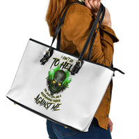 I Can't Go To Hell Fire Eyes Skull Leather Tote Bag - Wonder Print Shop