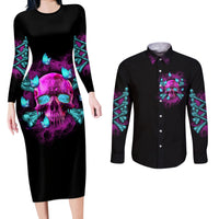 In My Defense I Was Left Unsupervised Couples Matching Long Sleeve Bodycon Dress and Long Sleeve Button Shirt - Wonder Print Shop