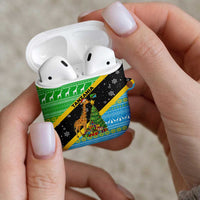 Tanzania Christmas AirPods Case with Giraffe Christmas Tree Snowflakes and Flag - Wonder Print Shop