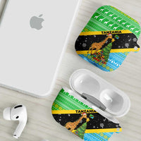 Tanzania Christmas AirPods Case with Giraffe Christmas Tree Snowflakes and Flag - Wonder Print Shop
