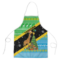 Tanzania Christmas Apron with Giraffe Christmas Tree Snowflakes and Flag - Wonder Print Shop