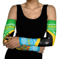 Tanzania Christmas Arm Sleeves with Giraffe Christmas Tree Snowflakes and Flag - Wonder Print Shop