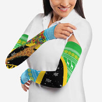 Tanzania Christmas Arm Sleeves with Giraffe Christmas Tree Snowflakes and Flag - Wonder Print Shop
