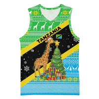 Tanzania Christmas Basketball Jersey with Giraffe Christmas Tree Snowflakes and Flag - Wonder Print Shop