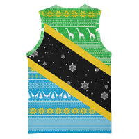 Tanzania Christmas Basketball Jersey with Giraffe Christmas Tree Snowflakes and Flag - Wonder Print Shop