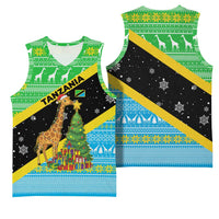 Tanzania Christmas Basketball Jersey with Giraffe Christmas Tree Snowflakes and Flag - Wonder Print Shop