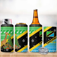 Tanzania Christmas 4 in 1 Can Cooler Tumbler with Giraffe Christmas Tree Snowflakes and Flag - Wonder Print Shop