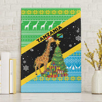 Tanzania Christmas Canvas Wall Art with Giraffe Christmas Tree Snowflakes and Flag - Wonder Print Shop