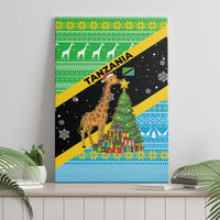 Tanzania Christmas Canvas Wall Art with Giraffe Christmas Tree Snowflakes and Flag - Wonder Print Shop