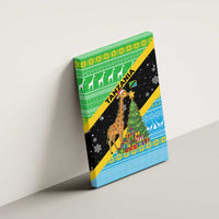 Tanzania Christmas Canvas Wall Art with Giraffe Christmas Tree Snowflakes and Flag - Wonder Print Shop