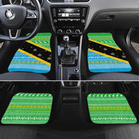 Tanzania Christmas Car Mats with Giraffe Christmas Tree Snowflakes and Flag - Wonder Print Shop