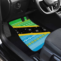 Tanzania Christmas Car Mats with Giraffe Christmas Tree Snowflakes and Flag - Wonder Print Shop
