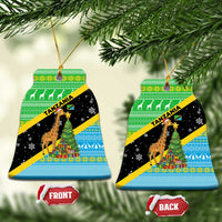 Tanzania Christmas Ceramic Ornament with Giraffe Christmas Tree Snowflakes and Flag - Wonder Print Shop
