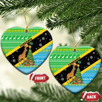 Tanzania Christmas Ceramic Ornament with Giraffe Christmas Tree Snowflakes and Flag - Wonder Print Shop