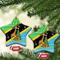 Tanzania Christmas Ceramic Ornament with Giraffe Christmas Tree Snowflakes and Flag - Wonder Print Shop