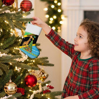 Tanzania Christmas Stocking with Giraffe Christmas Tree Snowflakes and Flag - Wonder Print Shop