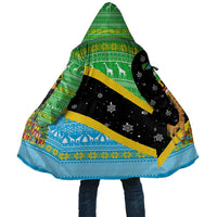 Tanzania Christmas Cloak with Giraffe Christmas Tree Snowflakes and Flag - Wonder Print Shop