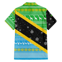 Tanzania Christmas Family Matching Long Sleeve Bodycon Dress and Hawaiian Shirt with Giraffe Christmas Tree Snowflakes and Flag - Wonder Print Shop
