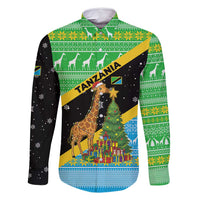Tanzania Christmas Family Matching Long Sleeve Bodycon Dress and Hawaiian Shirt with Giraffe Christmas Tree Snowflakes and Flag - Wonder Print Shop