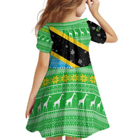 Tanzania Christmas Family Matching Off Shoulder Maxi Dress and Hawaiian Shirt with Giraffe Christmas Tree Snowflakes and Flag - Wonder Print Shop
